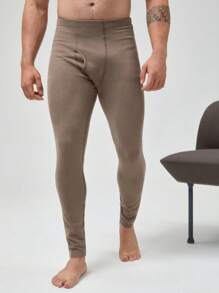 Men Solid Thermal Underwear Pants - Camel - View 3