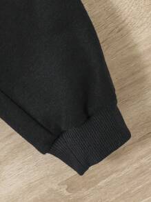 SHEIN Baby Boy Bear And Letter Graphic Sweatshirt & Sweatpants - Black - View 12