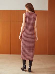 MOTF PREMIUM Sọc Giữa chiều dài Đầm Áo len Không có thắt lưng - Nhiều màu - Xem 8