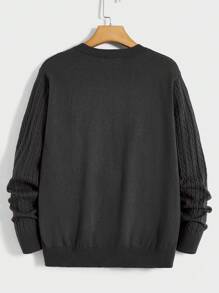 GENTILAND Men Deer Embroidery Cable Knit Sweater - Dark Grey - View 2