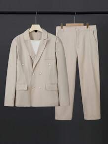 Manfinity Hypemode Men Double Breasted Blazer & Suit Trousers - Apricot - View 1