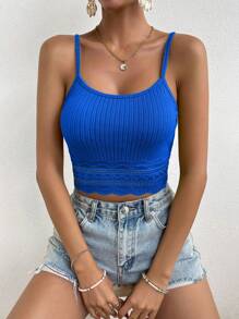 Chiquease Contrast Lace Cami Top - Royal Blue - View 6