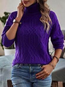 Knit Mix Elegante suéter holgado de cuello alto de punto para mujer, suéter informal de manga larga versátil con patrones disponibles para Navidad, Acción de Gracias, Año Nuevo y vuelta al colegio en otoño, ideal para primavera, otoño e invierno