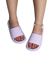 Dép Sandal Đế Dày Cho Nữ, Dép Sandal Mùa Hè Mềm Mại Và Nhẹ Cho Nữ, Dép Sandal Hoạt Hình Dễ Thương Cho Phòng Tắm Trong Nhà, Dép Sandal Gia Đình - Màu tím - Xem 2