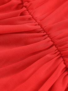 SHEIN MOD Off Shoulder Ruched Lettuce Trim Top,Valentine Outfits,Valentine Outfits