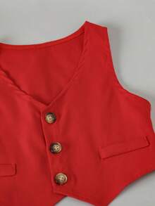 SHEIN 男嬰前蝴蝶結襯衫&背帶短褲&帽&背心 - 紅色 - 查看 7