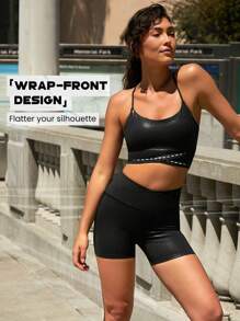 GLOWMODE Foiled Leather Effect Bra Tank - Black - View 3