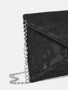 SHEIN Belle 女性平底手拿包純的黑色時尚輕便