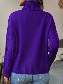 Knit Mix Elegante suéter holgado de cuello alto de punto para mujer, suéter informal de manga larga versátil con patrones disponibles para Navidad, Acción de Gracias, Año Nuevo y vuelta al colegio en otoño, ideal para primavera, otoño e invierno