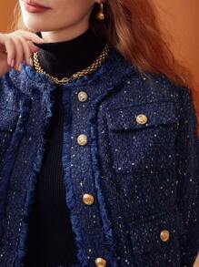 MOTF PREMIUM CROPPED GLITTER TWEED JACKET