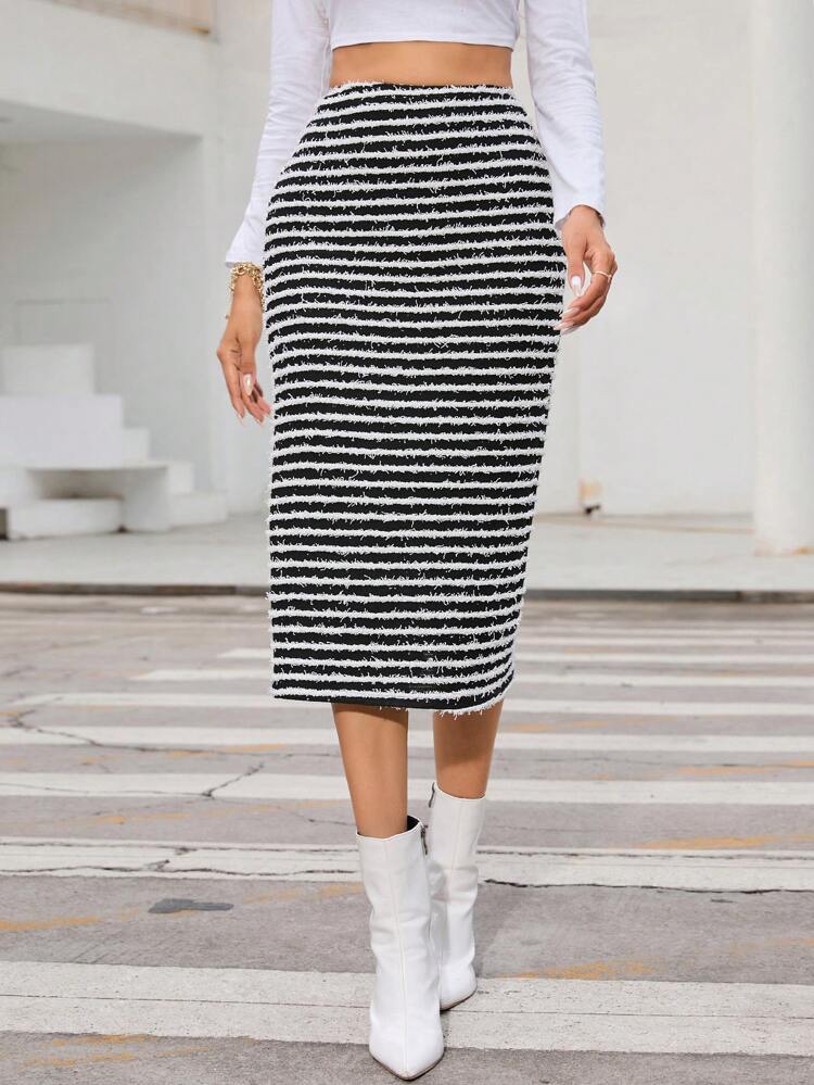 Striped Print Straight Skirt