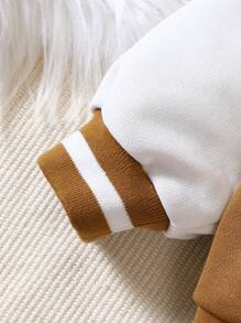 Baby Boy Colorblock Striped Trim Varsity Jacket & Sweatpants - Brown - View 5