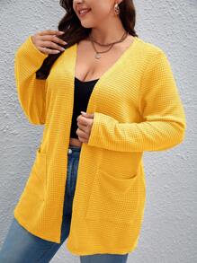 SHEIN Essnce Plus Dual Pocket Open Front Coat