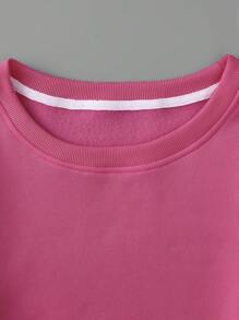 SHEIN EZwear Slogan Graphic Thermal Lined Sweatshirt - Hot Pink - View 3