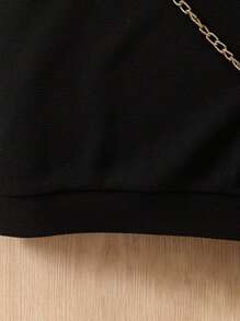 SHEIN 女小童豹紋印花撞色運動衫 - 黑色 - 查看 3