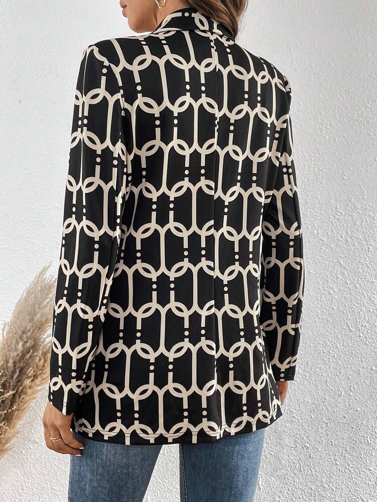 Allover Print Open Front Blazer