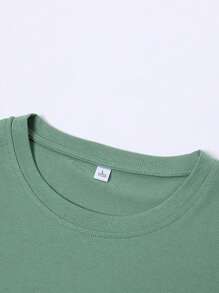 Men Slogan Graphic Drop Shoulder Tee - Green - View 4