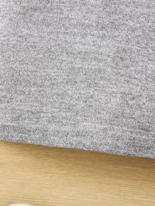 SHEIN Young Girl Fuzzy Trim Tee - Grey - View 6