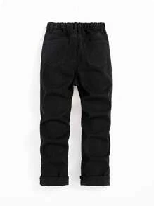 SHEIN Tween Boy Bear & Letter Graphic Jeans - Black - View 2