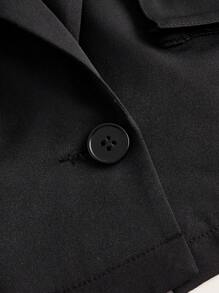 SHEIN EZwear Plus Flap Pocket Crop Blazer - Black - View 4