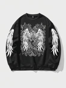 ROMWE MEN Grunge Punk Các bạn In Cánh Lót nhiệt Áo nỉ - màu đen - Xem 1