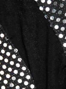 SHEIN SXY 亮片細節拼接網紗緊身褲 - 黑色 - 查看 7