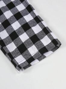 男士2入組格紋印花睡褲 - 黑與白 - 查看 8