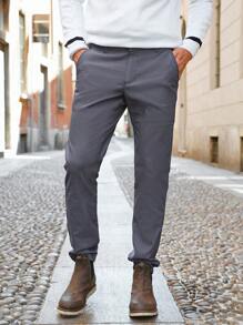 RueChic Men Slant Pocket Suit Pants - Blue - View 1