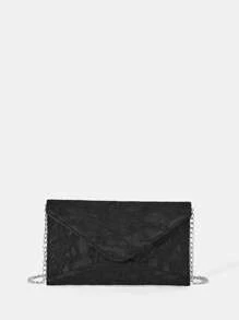 SHEIN Belle 女性平底手拿包純的黑色時尚輕便