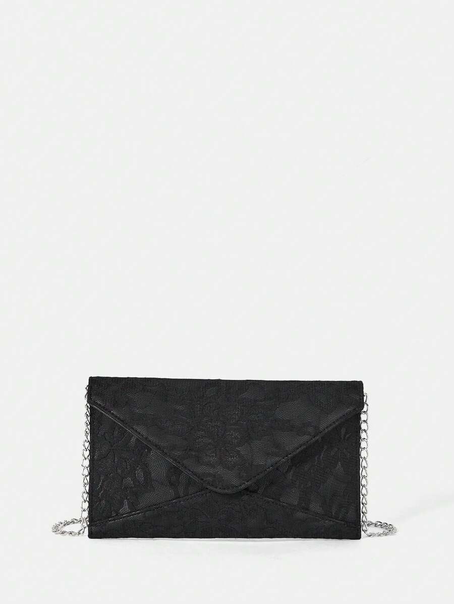 SHEIN Belle 女性平底手拿包純的黑色時尚輕便