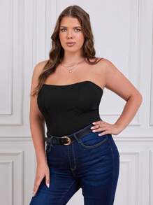 RueChic Plus Solid Tube Top - Black - View 3