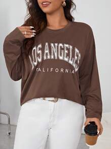 SHEIN Essnce Plus Letter Graphic Drop Shoulder Tee