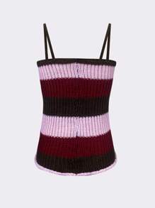 Flirla Top tejido de tirantes de color combinado