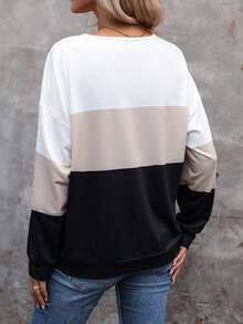 EMERY ROSE 撞色半拉鏈落肩袖運動衫 - 彩色 - 查看 2