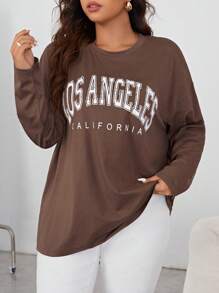 SHEIN Essnce Plus Letter Graphic Drop Shoulder Tee