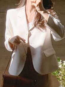 DAZY 素色西裝領西裝外套 - 杏色 - 查看 9