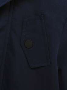 SHEIN Young Boy Flap Pocket Teddy Lined Hooded Coat - Navy Blue - View 5