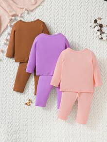 SHEIN Baby Girl 3pcs Butterfly Print Tee & 3pcs Pants - Multicolor - View 2