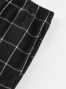 男士2入組格紋印花睡褲 - 黑與白 - 查看 5
