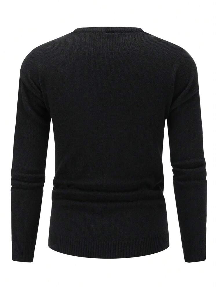 Aesthetic Post Hombres Jersey con patrón de dibujos animados - Negro - Añade 2
