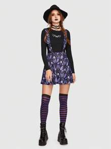 Sonchs Curiosities Goth Allover Print Suspender Skirt - Multicolor - View 1