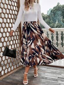 SHEIN LUNE In Toàn bộ Xù Hoa Sen Váy - Nhiều màu - Xem 5