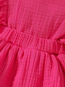 SHEIN Baby Girl Ruffle Trim Flounce Sleeve Layer Hem Dress & Headband - Hot Pink - View 6