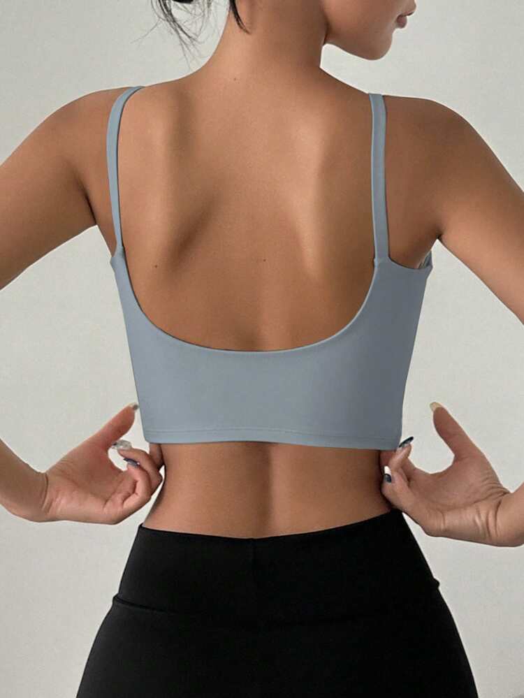 Solid Backless Sports Bra