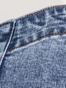 Denimoi Bộ đồ liền thân denim ống gợi cảm buộc dây cỡ lớn - Rửa trung bình - Xem 8