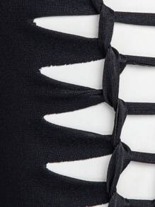 SHEIN SXY Cut Out Crop Top & Leggings - Black - View 9