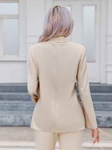 SHEIN Privé Twist Front Solid Blazer - Apricot - View 2