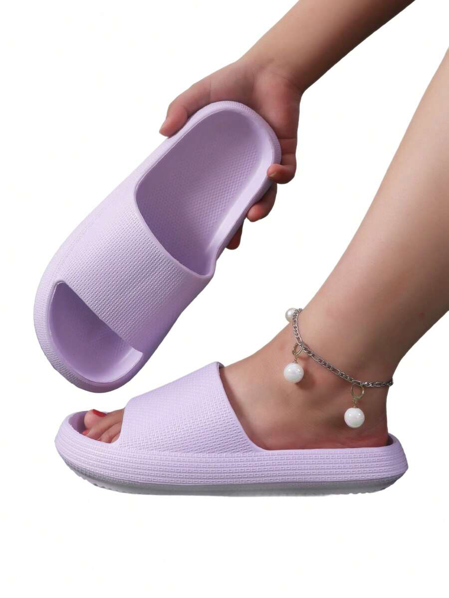 Dép Sandal Đế Dày Cho Nữ, Dép Sandal Mùa Hè Mềm Mại Và Nhẹ Cho Nữ, Dép Sandal Hoạt Hình Dễ Thương Cho Phòng Tắm Trong Nhà, Dép Sandal Gia Đình - Màu tím - Xem 1