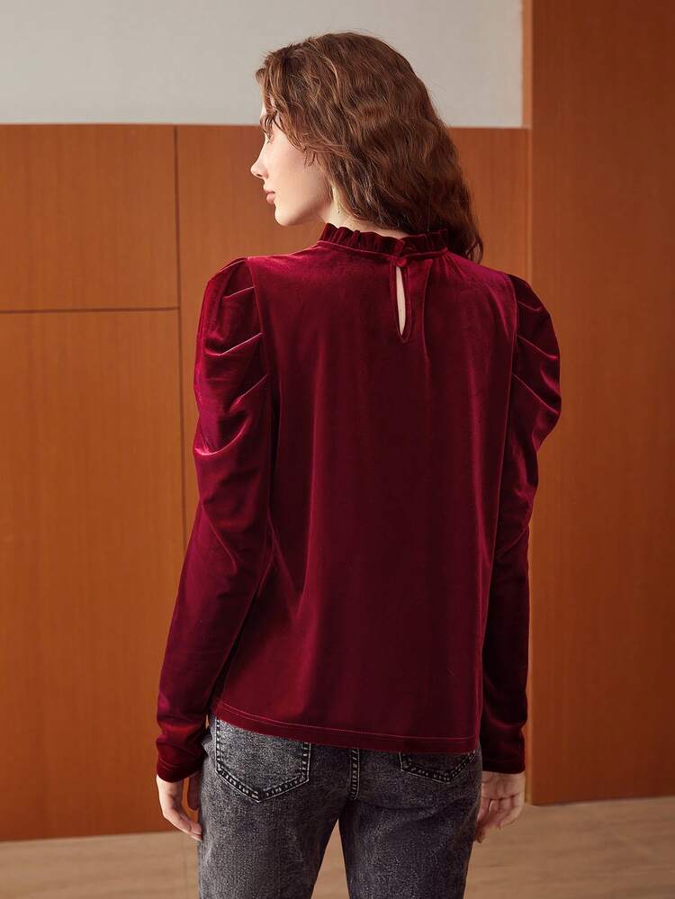 VELVET PUFF SLEEVE TOP