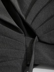 DAZY Business Casual Style Solid Color Wide Strap Wrap Blazer - Grey - View 7